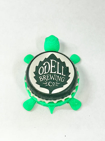 Odell Brewing Co (Green) - Bottle Cap Magnet Turtle Shell Shocked Art