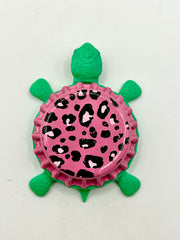 Pink Cheetah Print (Limited) - Bottle Cap Magnet Turtle Shell Shocked Art