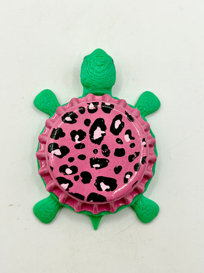 Pink Cheetah Print (Limited) - Bottle Cap Magnet Turtle Shell Shocked Art