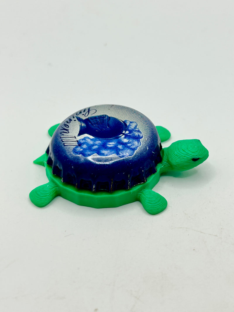 Lahden Sininen III - Bottle Cap Magnet Turtle Shell Shocked Art
