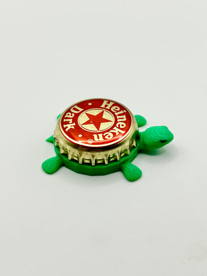Heineken Dark - Bottle Cap Magnet Turtle Shell Shocked Art