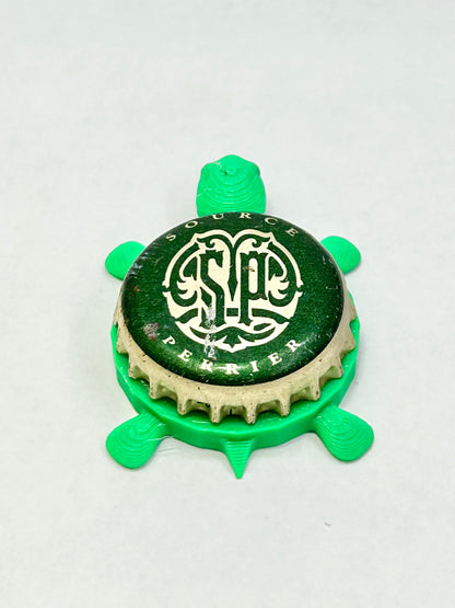Source Perrier Water - Bottle Cap Magnet Turtle Shell Shocked Art