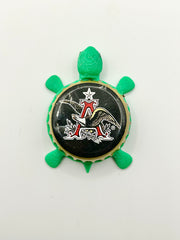 Anheuser Busch Budweiser Beer (Vintage - Black) - Bottle Cap Magnet Turtle Shell Shocked Art