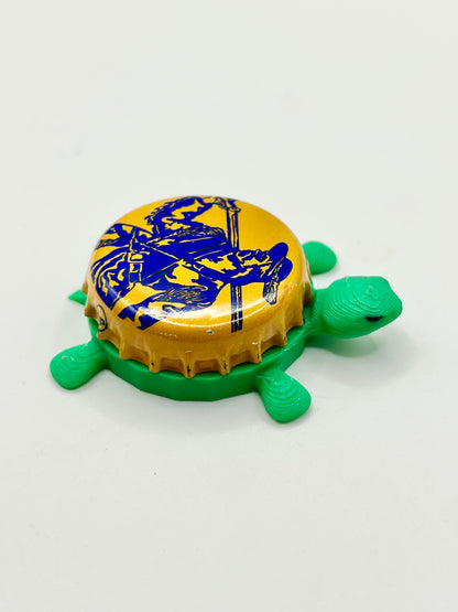 Mountaineer Beer - Bottle Cap Magnet Turtle Shell Shocked Art