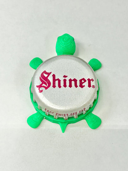 Shiner (Vintage Red Text) - Bottle Cap Magnet Turtle Shell Shocked Art