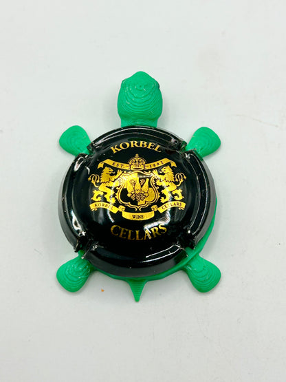 Korbel Wine Cellars (Black) - Bottle Cap Magnet Turtle Shell Shocked Art