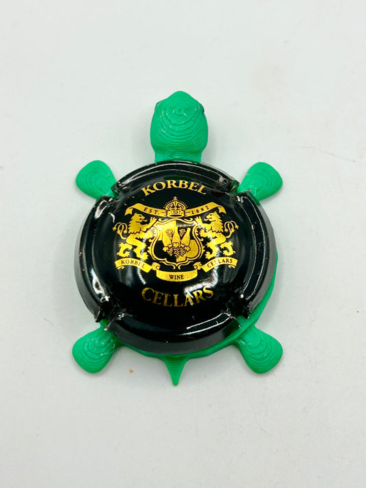 Korbel Wine Cellars (Black) - Bottle Cap Magnet Turtle Shell Shocked Art