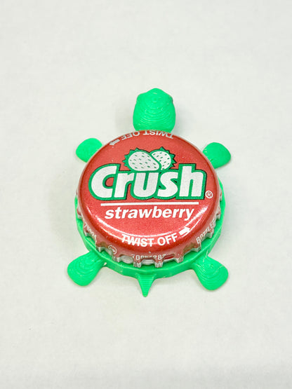 Strawberry Crush Soda - Bottle Cap Magnet Turtle Shell Shocked Art