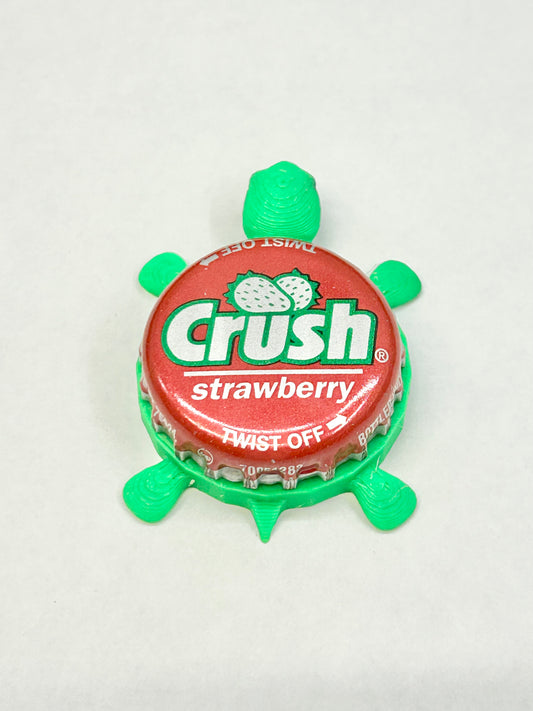 Strawberry Crush Soda - Bottle Cap Magnet Turtle