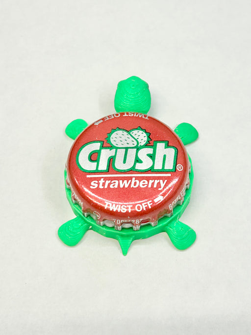 Strawberry Crush Soda - Bottle Cap Magnet Turtle Shell Shocked Art