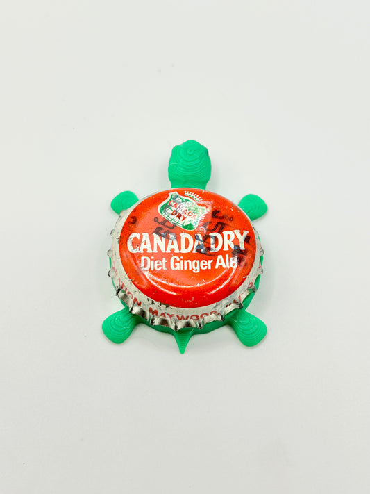 Canada Dry Ginger Ale Soda (Vintage Red) - Bottle Cap Magnet Turtle