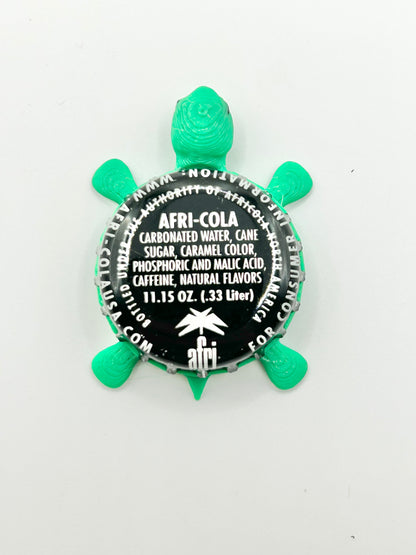 Afri Cola (Black & White) - Bottle Cap Magnet Turtle Shell Shocked Art