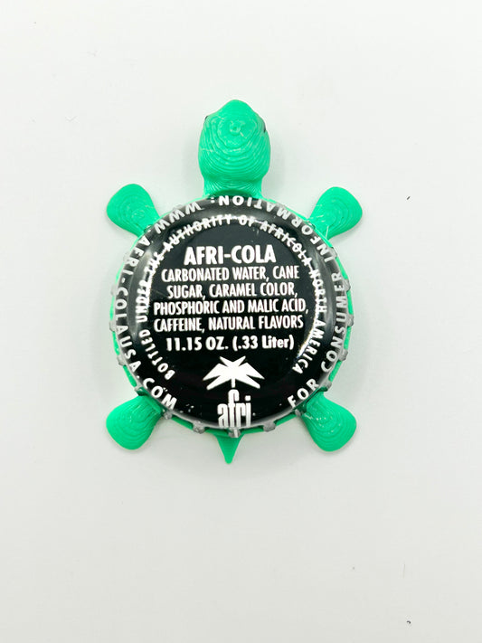 Afri Cola (Black & White) - Bottle Cap Magnet Turtle