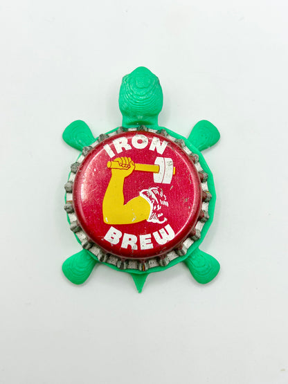 Iron Brew - Bottle Cap Magnet Turtle Shell Shocked Art