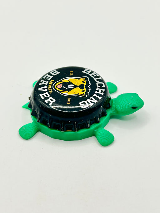 Belching Beaver Brewery - Bottle Cap Magnet Turtle Shell Shocked Art