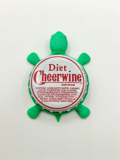 Diet Cheerwine - Bottle Cap Magnet Turtle Shell Shocked Art