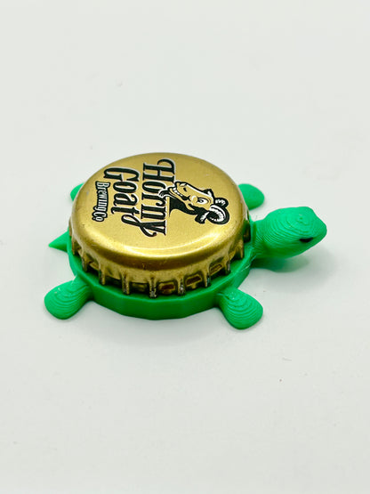 Horny Goat Brewing - Bottle Cap Magnet Turtle Shell Shocked Art