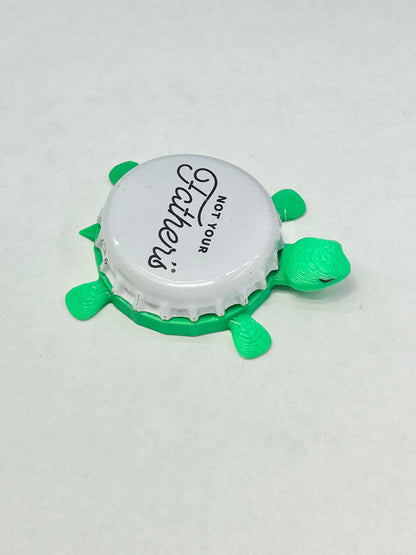 Not Your Father’s Root Beer - Bottle Cap Magnet Turtle Shell Shocked Art
