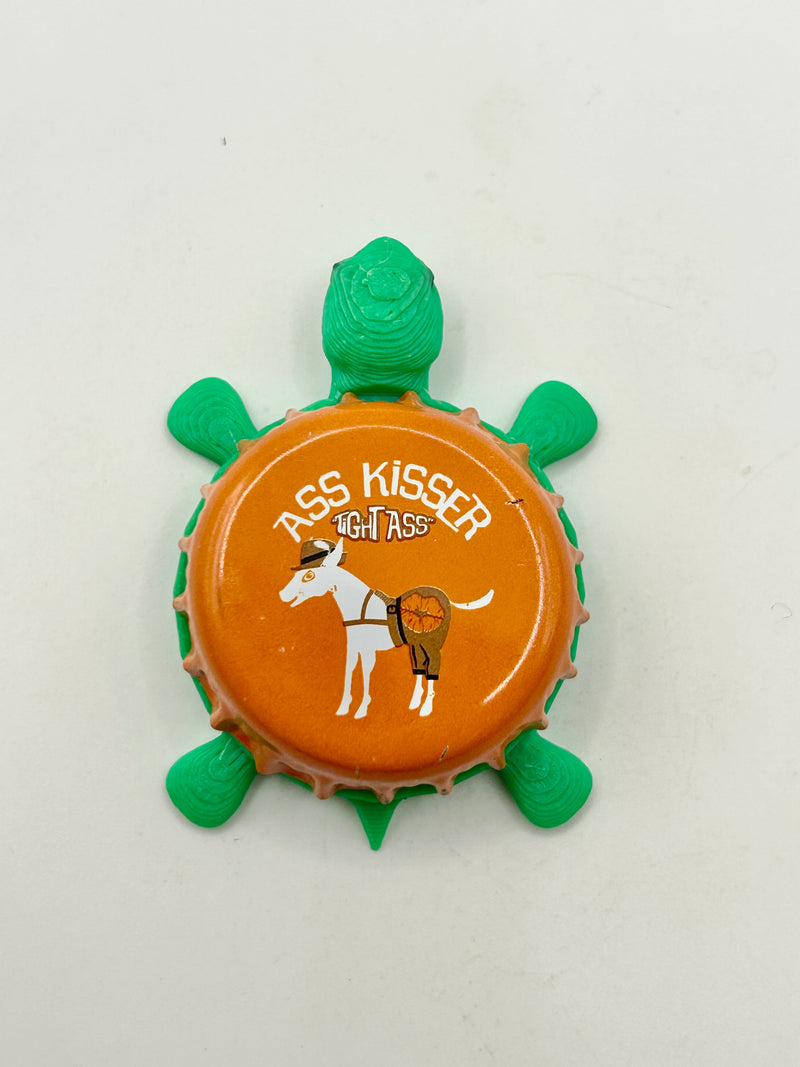 Ass Kisser Tight Ass - Bottle Cap Magnet Turtle Shell Shocked Art