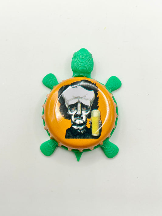 Edgar Allan Poe (Orange) - Raven Brewery - Bottle Cap Magnet Turtle
