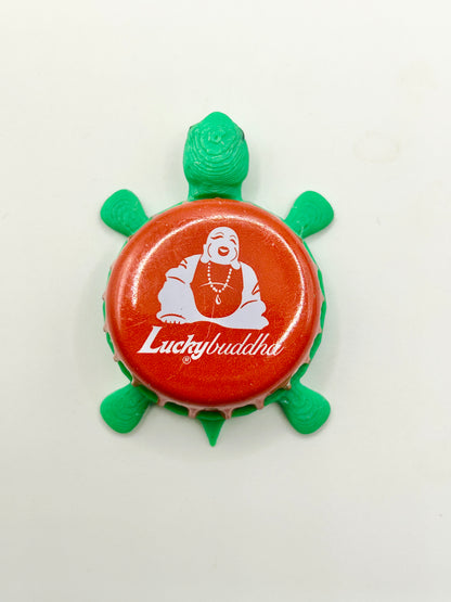 Lucky Buddha Beer - Bottle Cap Magnet Turtle Shell Shocked Art