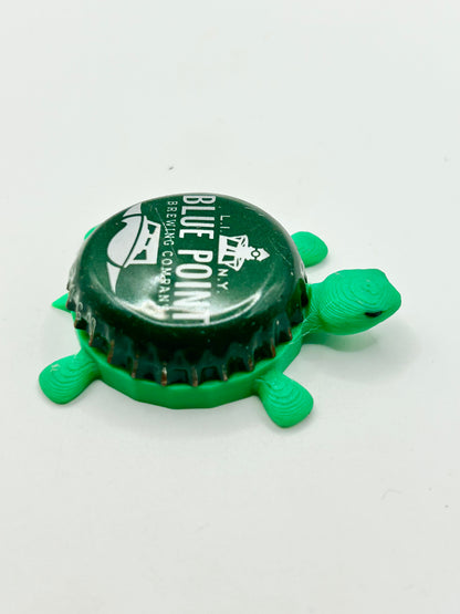 Blue Point Brewing (Vintage - Green) - Bottle Cap Magnet Turtle Shell Shocked Art