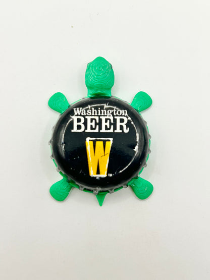 Washington Beer - Bottle Cap Magnet Turtle Shell Shocked Art