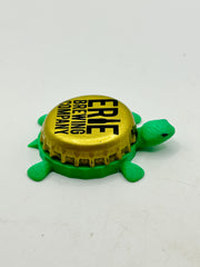 Erie Brewing (Gold, Text) - Bottle Cap Magnet Turtle Shell Shocked Art
