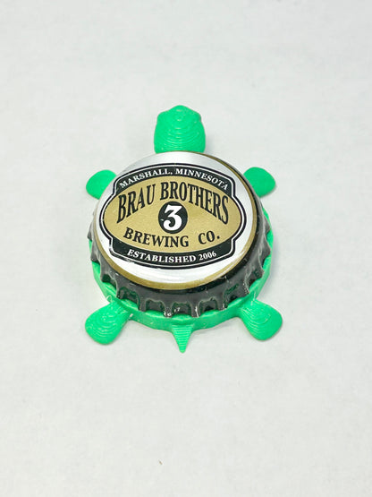 Brau Brothers Brewing - Bottle Cap Magnet Turtle Shell Shocked Art