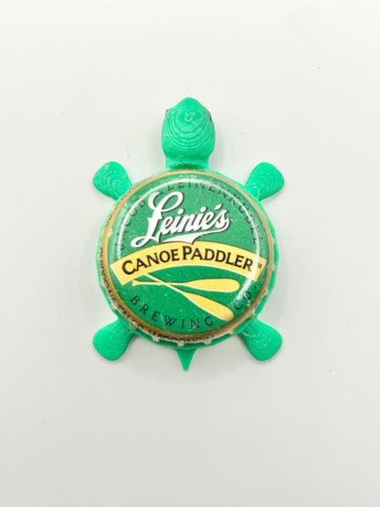 Leinenkugel's Canoe Paddler (Vintage) - Bottle Cap Magnet Turtle Shell Shocked Art