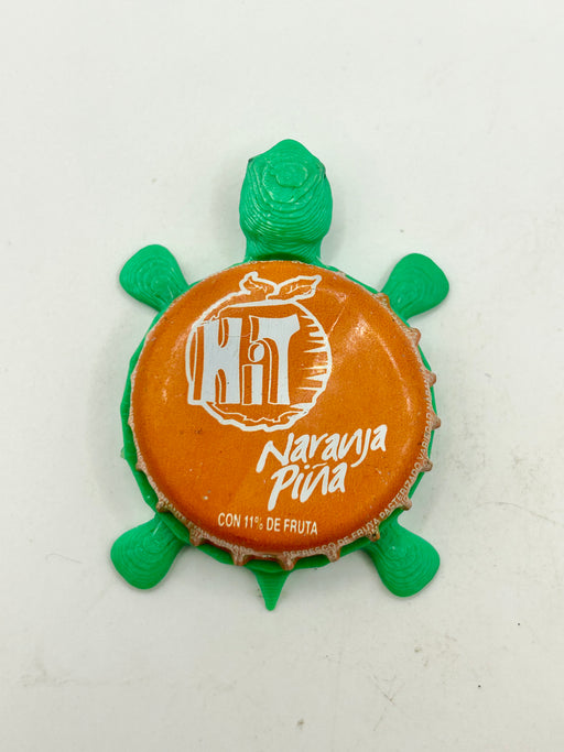 Hit Naranja Pina - Bottle Cap Magnet Turtle Shell Shocked Art