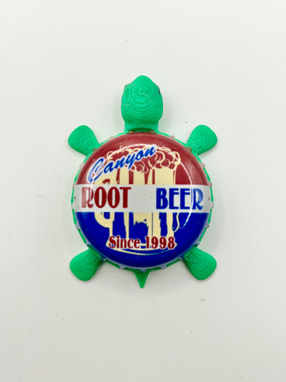 Canyon Root Beer - Bottle Cap Magnet Turtle Shell Shocked Art