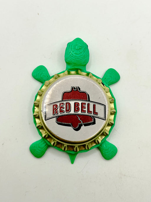 Red Bell Brewing (White) - Bottle Cap Magnet Turtle Shell Shocked Art