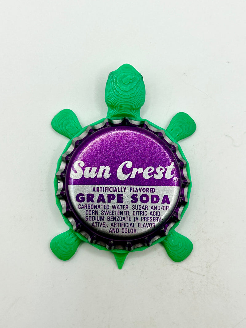 Suncrest Grape Soda - Bottle Cap Magnet Turtle Shell Shocked Art