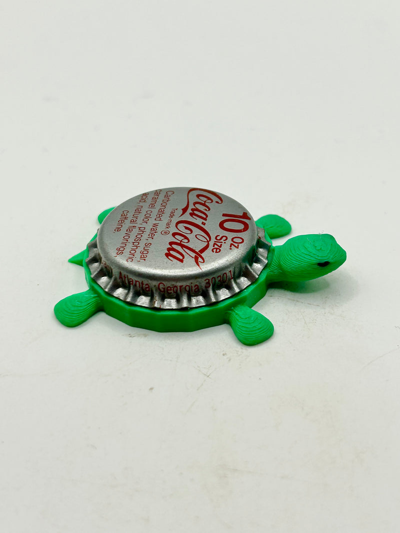 Coca Cola (Silver, 10 oz) - Bottle Cap Magnet Turtle (Copy) Shell Shocked Art