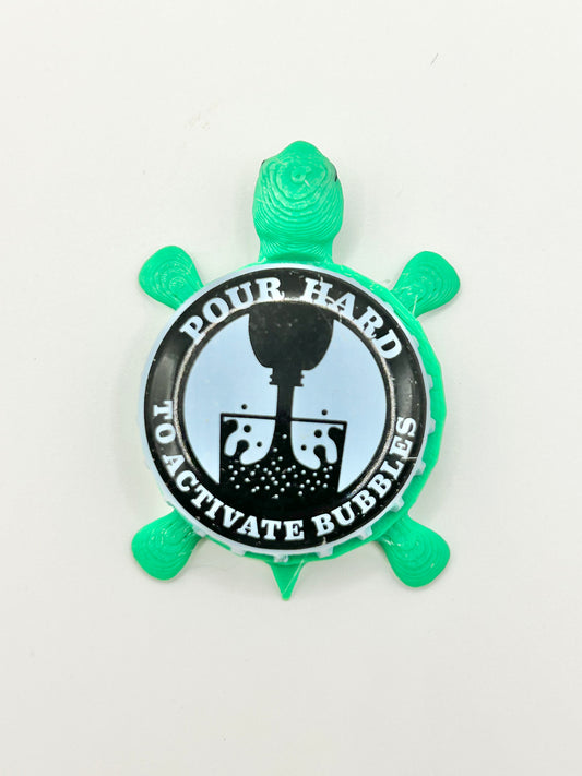 Pour Hard to Activate Bubbles - Bottle Cap Magnet Turtle