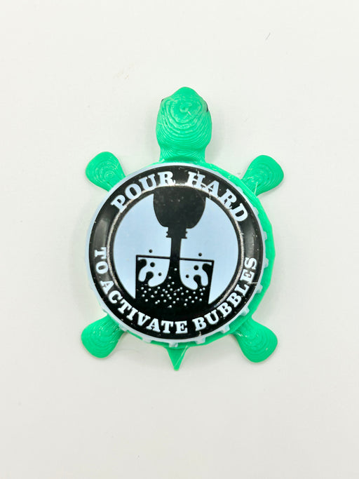 Pour Hard to Activate Bubbles - Bottle Cap Magnet Turtle Shell Shocked Art