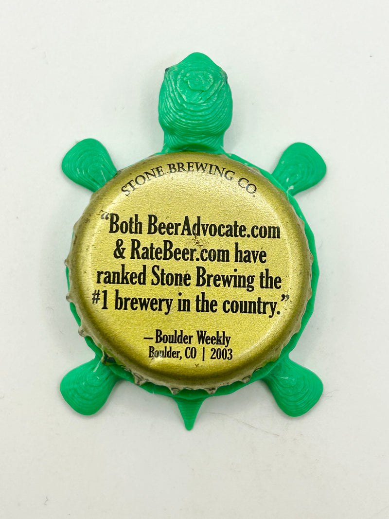 Stone Brewing, Boulder Weekly Quote (Vintage) - Bottle Cap Magnet Turtle Shell Shocked Art
