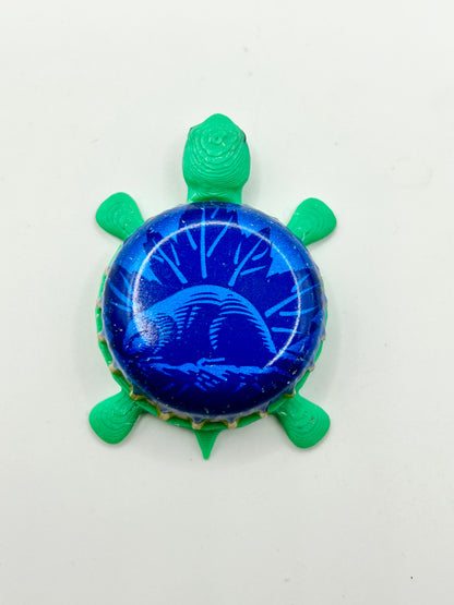 Woodchuck (Blue Beaver) - Bottle Cap Magnet Turtle Shell Shocked Art