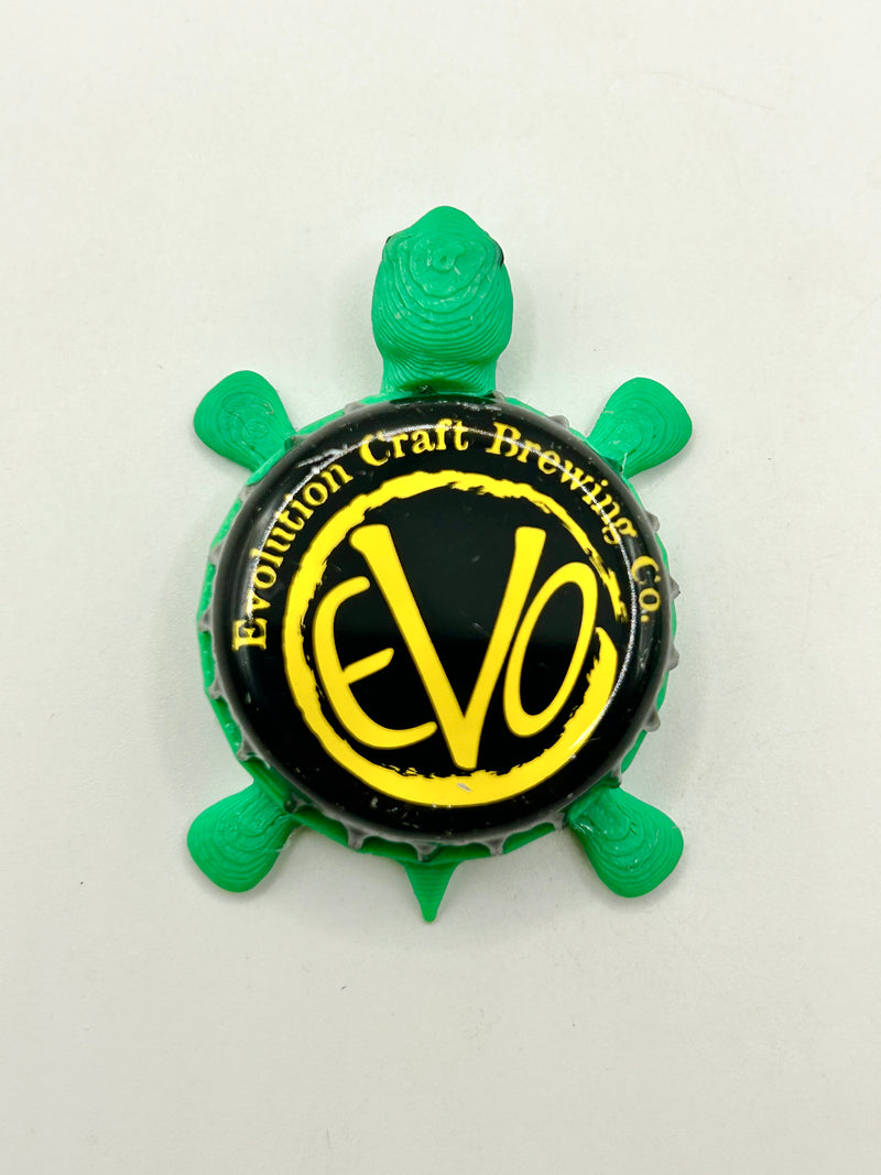 Evolution Craft Brewing - Bottle Cap Magnet Turtle Shell Shocked Art