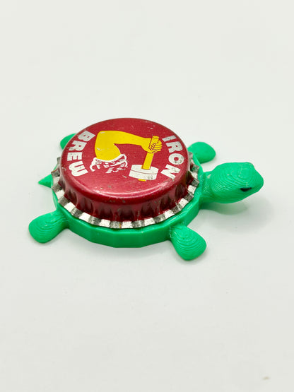 Iron Brew - Bottle Cap Magnet Turtle Shell Shocked Art