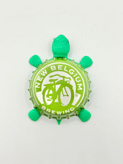 New Belgium Brewing (Green) - Bottle Cap Magnet Turtle Shell Shocked Art