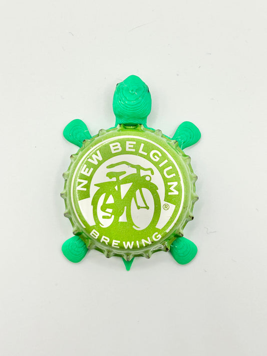 New Belgium Brewing (Green) - Bottle Cap Magnet Turtle