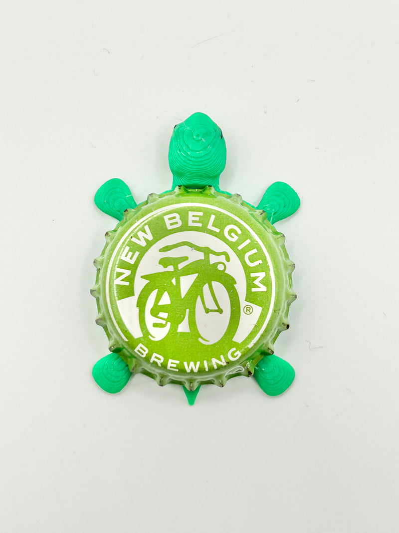 New Belgium Brewing (Green) - Bottle Cap Magnet Turtle Shell Shocked Art