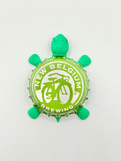 New Belgium Brewing (Green) - Bottle Cap Magnet Turtle Shell Shocked Art