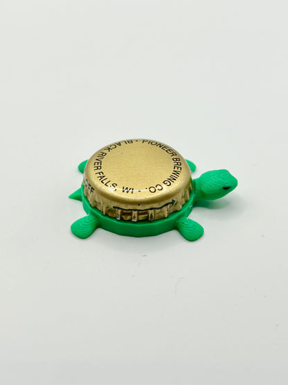 Pioneer Brewing - Bottle Cap Magnet Turtle Shell Shocked Art