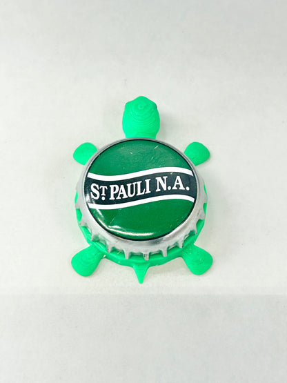St Pauli Girl N.A. (Non-Alcoholic) - Bottle Cap Magnet Turtle Shell Shocked Art