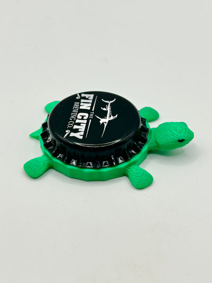 Fin City Brewing - Bottle Cap Magnet Turtle Shell Shocked Art