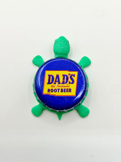 Dad’s Root Beer - Bottle Cap Magnet Turtle Shell Shocked Art