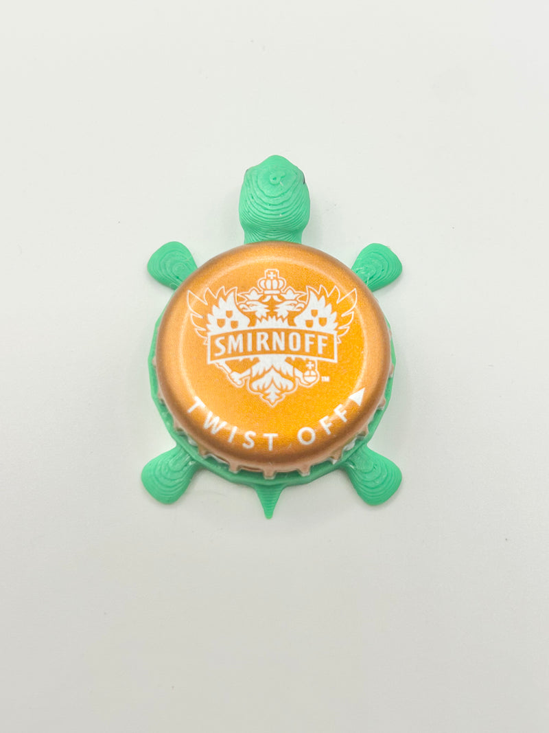 Smirnoff (Orange) - Bottle Cap Magnet Turtle Shell Shocked Art